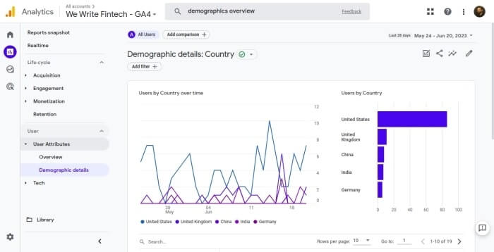 Google Analytics demographics overview