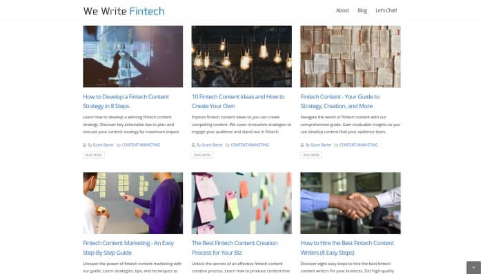 We Write Fintech blog page